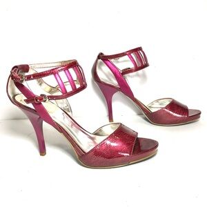 Carlos Santana‎ Fuchsia Leather Stiletto Heels Peeptoe Heels Women’s 9M